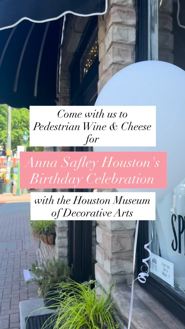 We had a wonderful time at @pedestrianwineandcheeseshop celebrating the 148th birthday and remarkable legacy of Anna Safley Houston, founder of @houstonmuseumofdecorativearts 🎈In honor of Anna's love for pink glass, the event paired three beautiful pieces with rosé tastings and brought the community together to support the museum's efforts to preserve her world-class decorative arts collection.

We look forward to the reopening of the museum's historic location on High Street this year and seeing the exciting renovations made to the 1890s home!