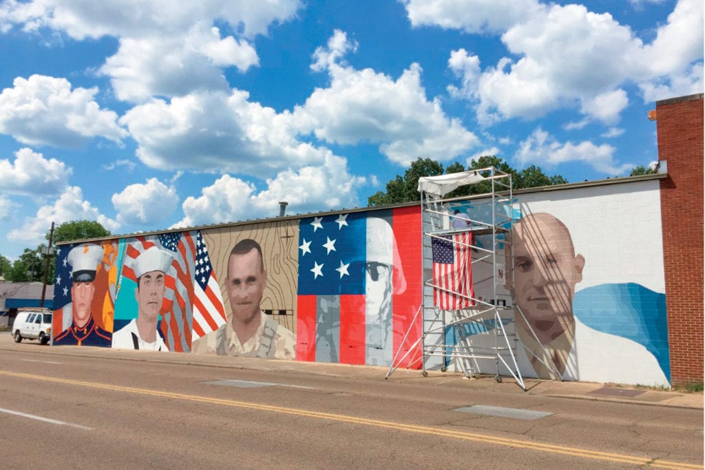 Mural Honoring the "Fallen Five" by Kevin Bate; Photo by James Berry
