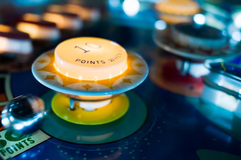 Close Up of a vintage pinball machine