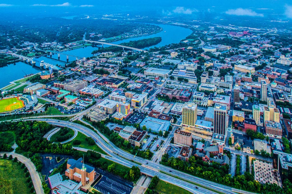 downtown chattanooga arial view