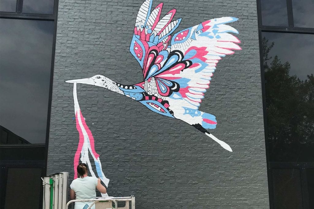 Parkridge Stork Mural by Kelsey Montague
