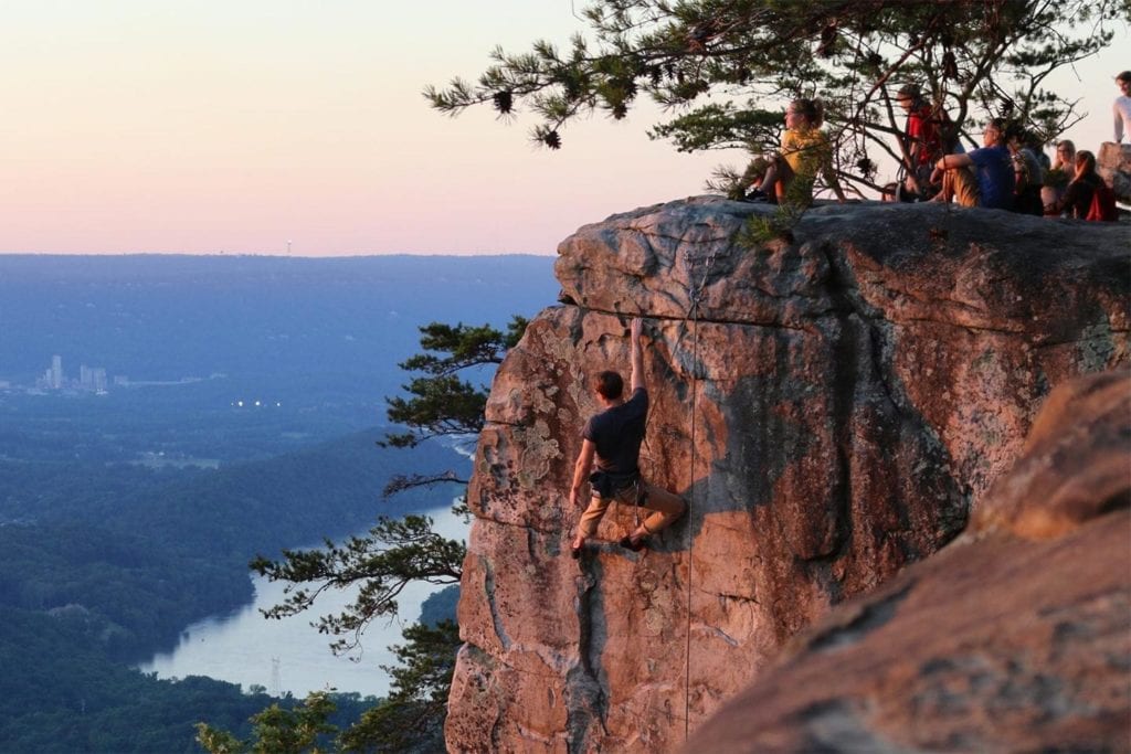 Climbers at Sunset Rock in Chattanooga TN