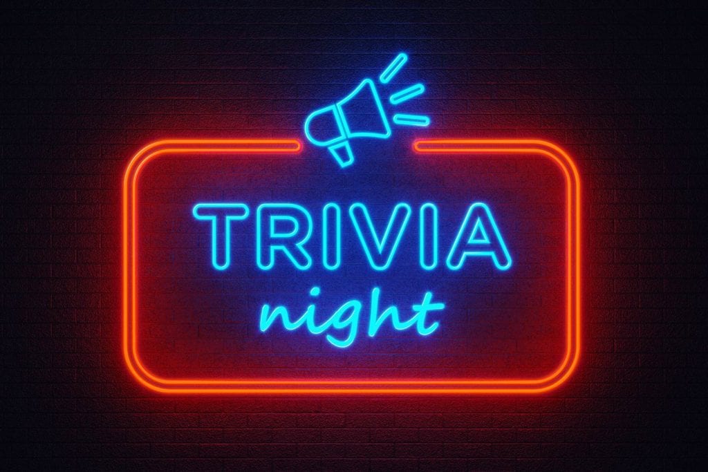 trivia night neon sign