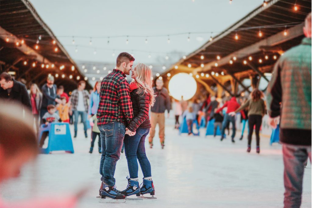 couple skating at Ice on the Landing