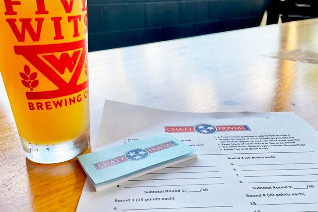 trivia cards and beer for chattanooga trivia nights