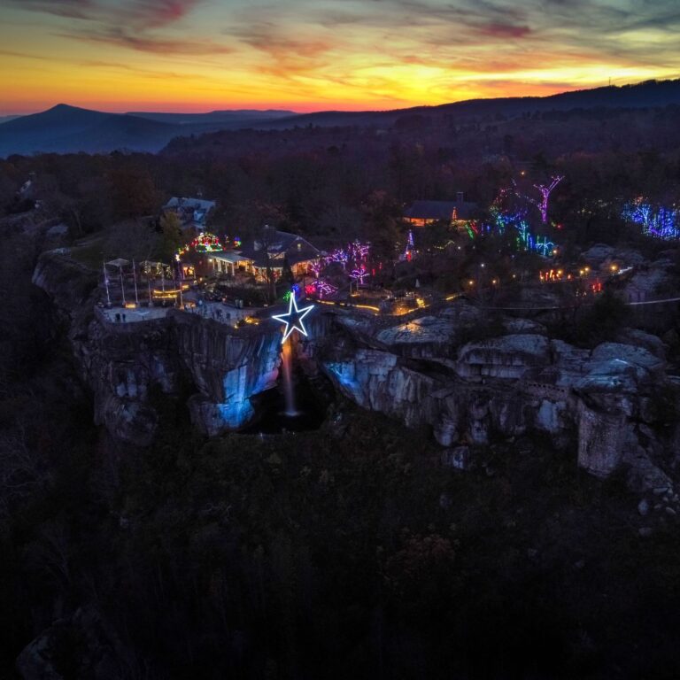 Arial View of Rock City's Christmas Lights