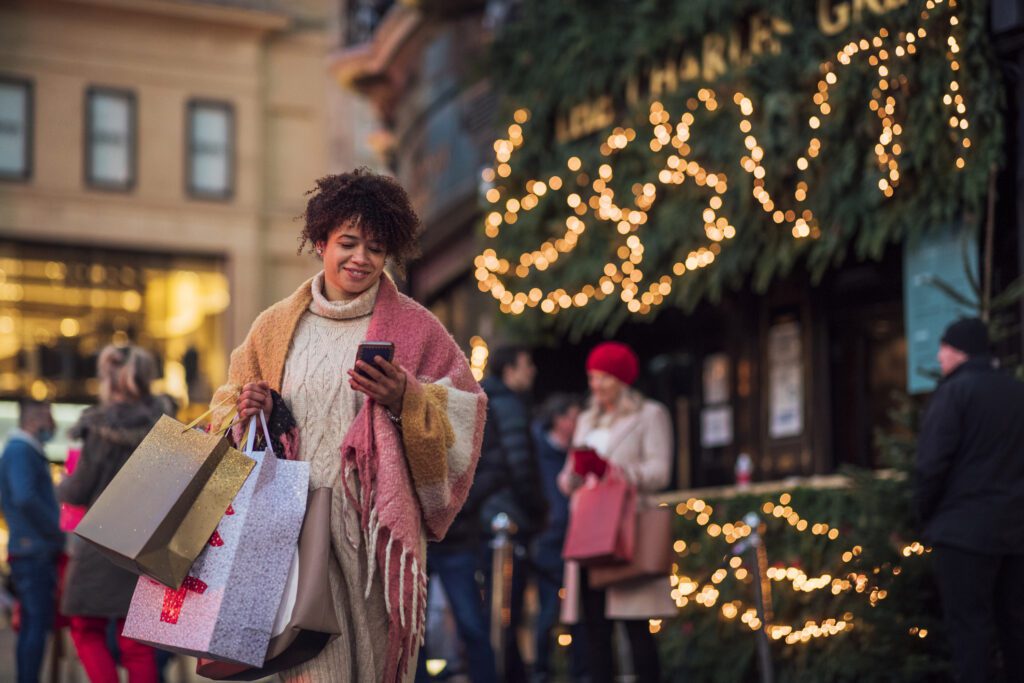 Woman holiday shopping