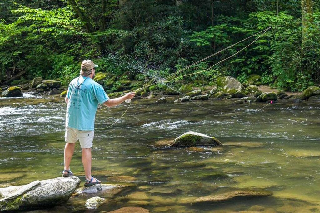 Brian fly fishing in a Chattanooga creek