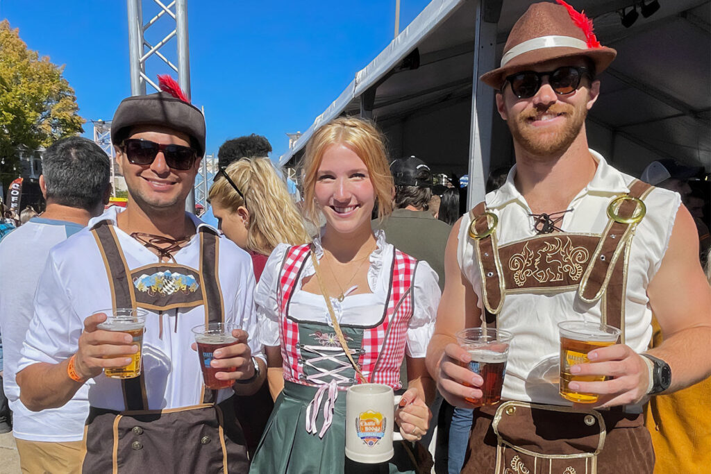 Group dressed in German attire at the Chattanooga Octoberfest.
