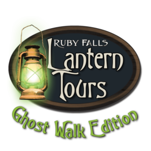 Logo for Ruby Falls Lantern Tours featuring a vintage lantern, with text that reads "Ghost Walk Edition."