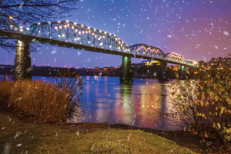 walnut bridge in january in chattanooga tennessee