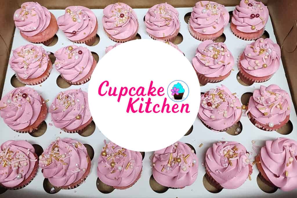 pink cupcakes on a table from cupcake kitchen in chattanooga