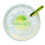 A refreshing margarita with a lime wedge, ice, and a salted rim, featuring "Chattanooga Margarita Festival" logo.
