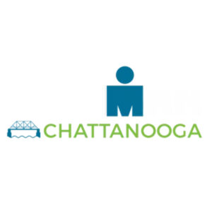Logo featuring a blue figure, a bridge icon, and the word "Chattanooga" in green.