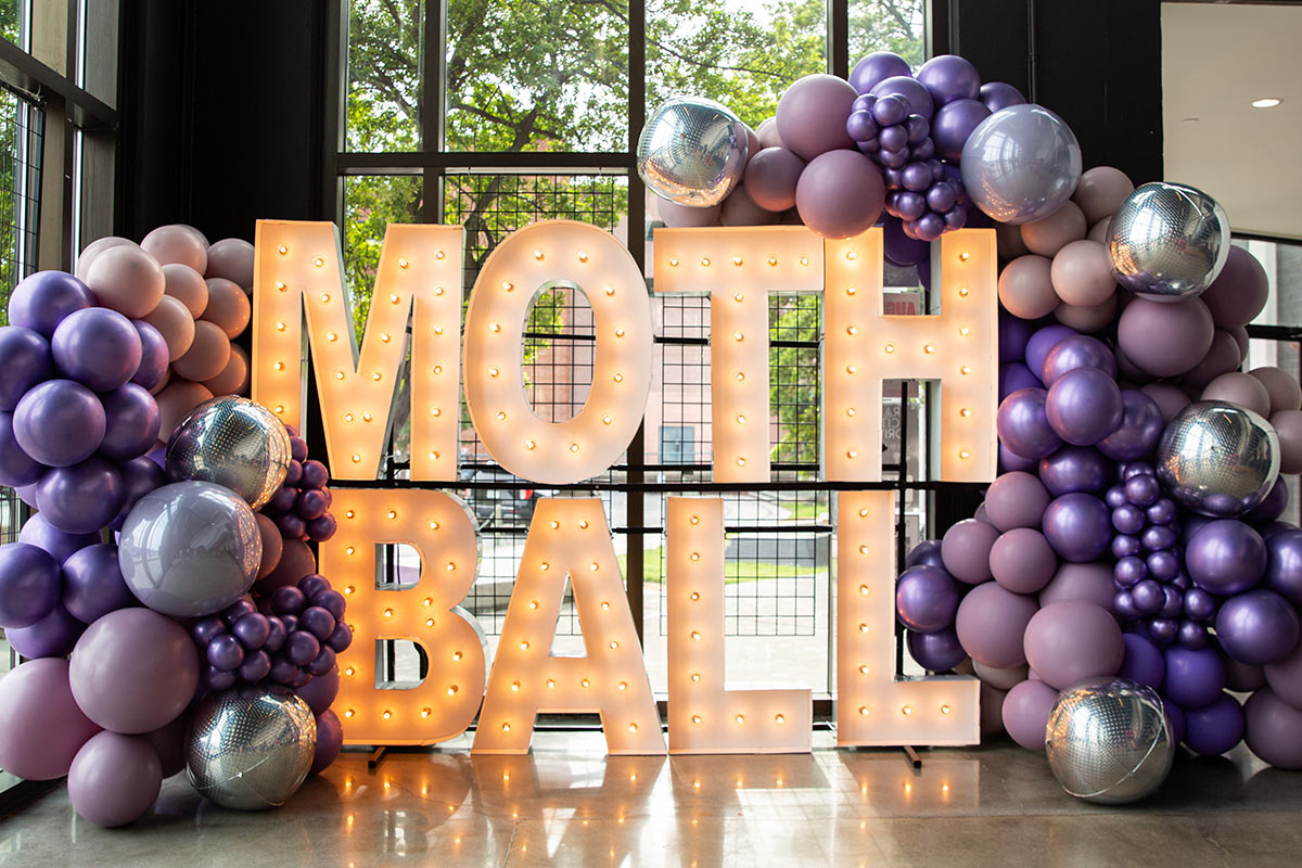 Moth Ball Backdrop with Balloons