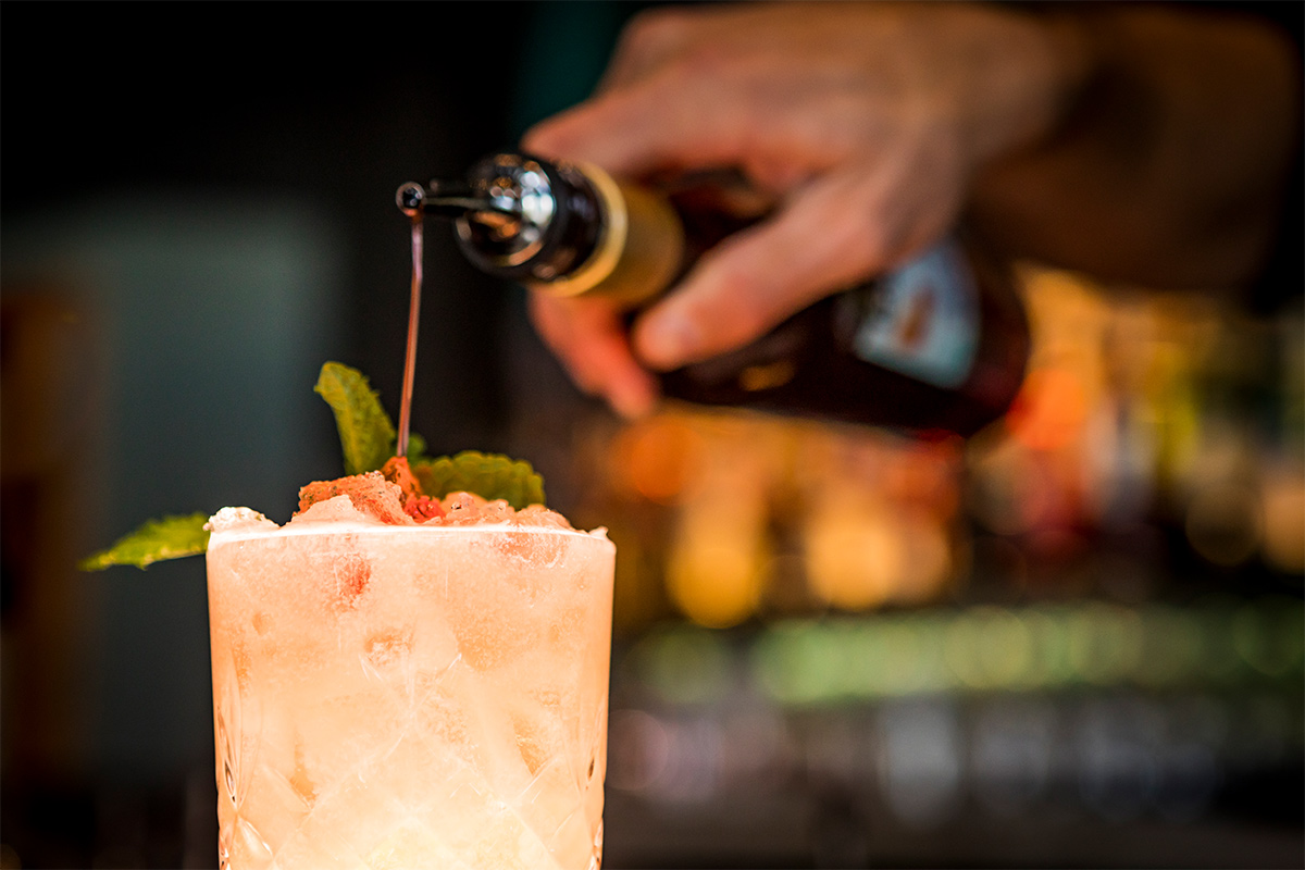 cocktail being poured